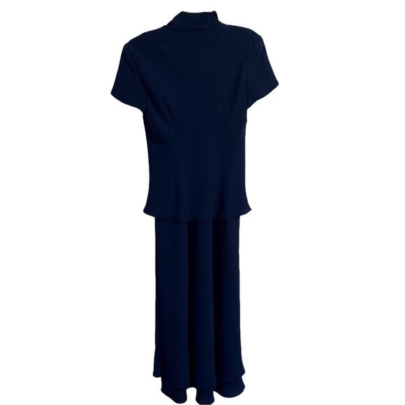 Talbots Maxi Dress Size 6 Petite Navy Blue Tailored Cowl Neck - Picture 3 of 9